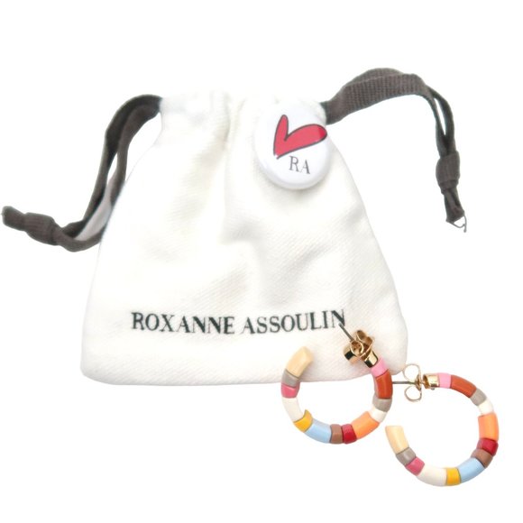 ROXANNE ASSOULIN Comfort Zone Chubby hoop earrings New w Pouch - Picture 1 of 3